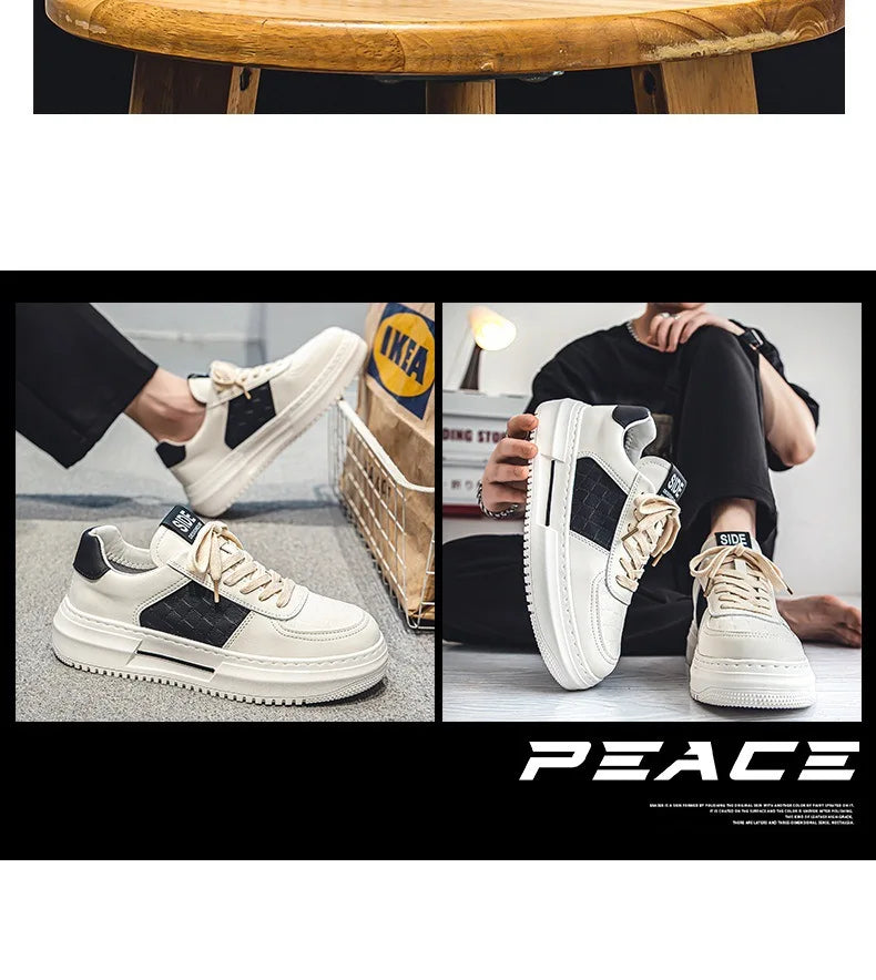 Men's Casual Shoes 2025 New Fashion Platform Shoes Outdoor Casual Sneakers Men Street Skate Shoe Lace-up Shoes Zapatillas Hombre - Clikcy