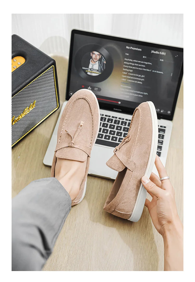 Summer Beige Moccasins For Men Comfortable Suede Casual Designer Men's Shoes Lightweight Slip-on Men Loafers zapatos para hombre - Clikcy