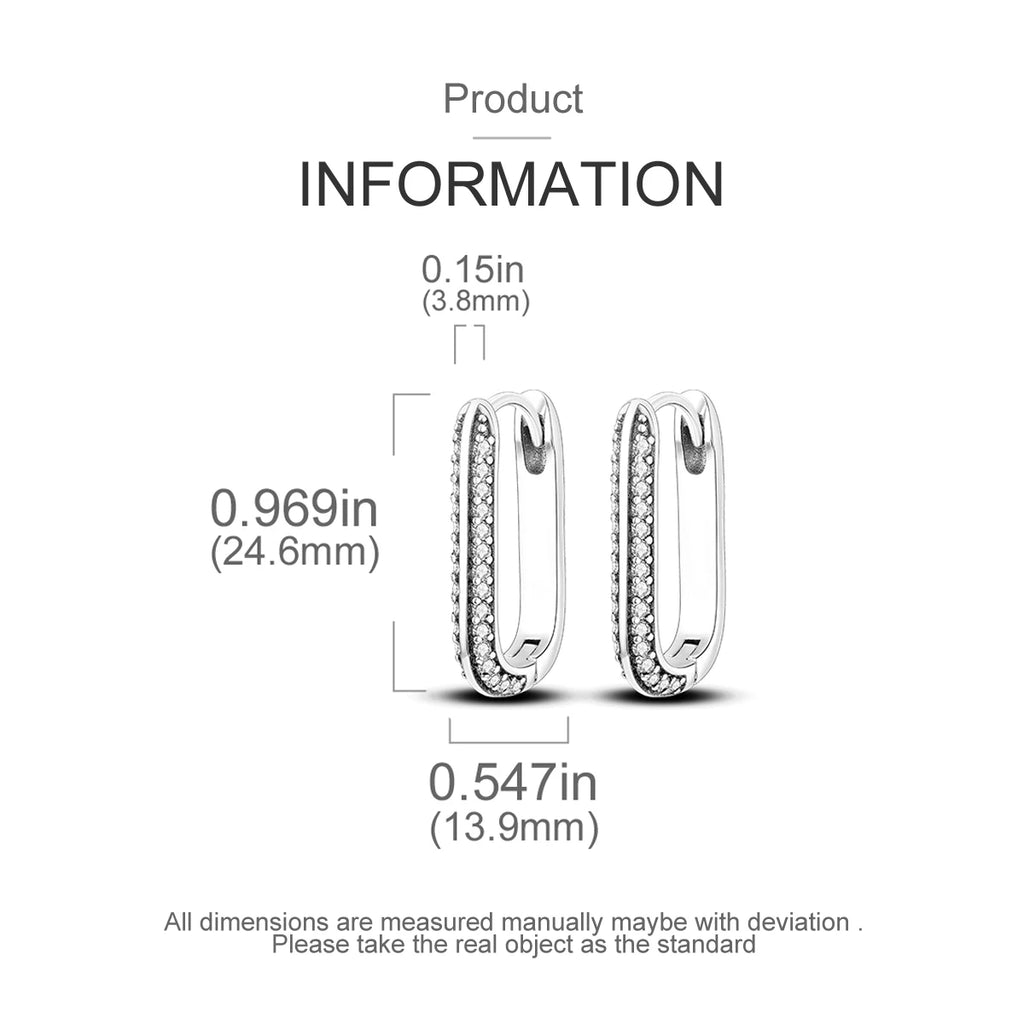 Original 925 Sterling Silver Women Hoop Earrings High Quality Shine Zircon U Shaped Classic Style Earring For Women Jewelry Gift - Clikcy