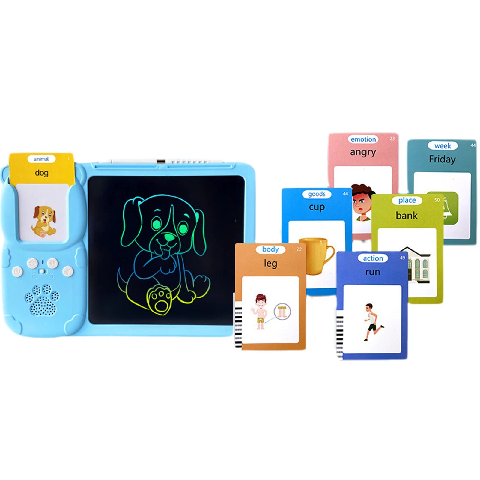 2 in 1 Talking Flash Cards LCD Writing Tablet Board Pad Toy Learning Education Preschool Montessori Speech Therapy Autism Toys - Clikcy