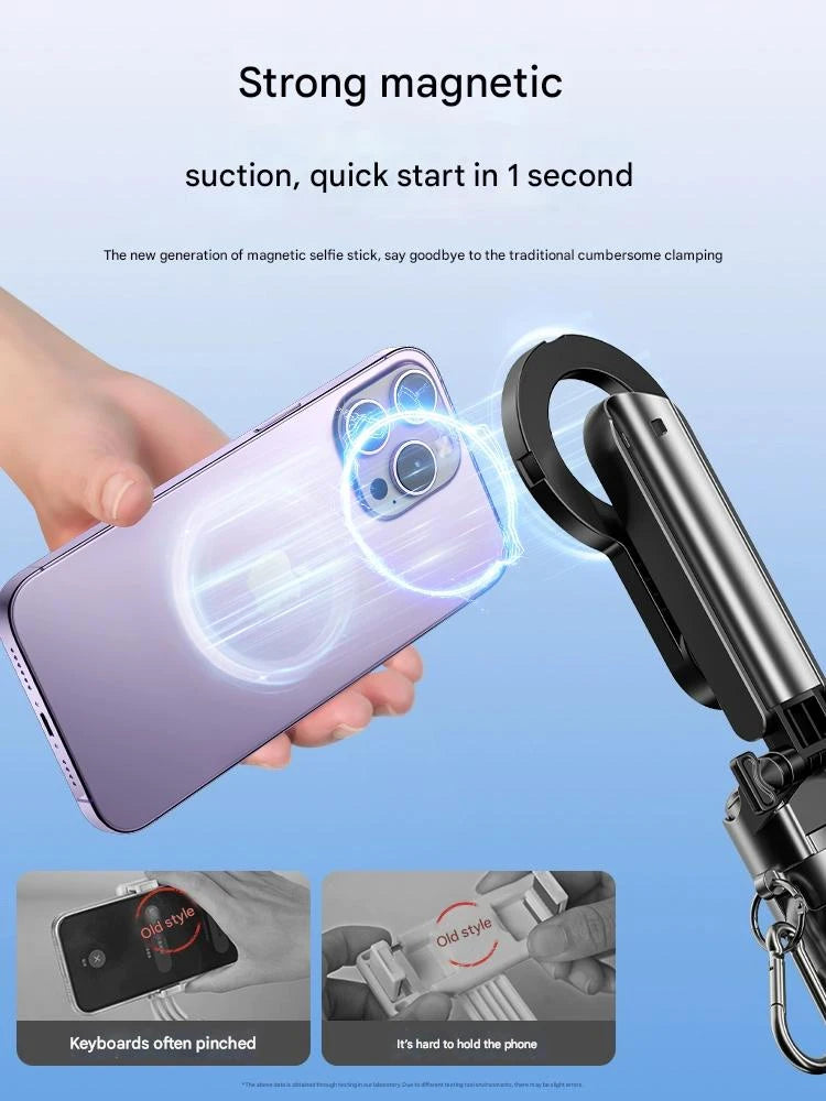 4-in-1 Multi-function Selfie Stick with Wireless Remote Control | Magnetic, Cell Phone Clip Dual Combination, 360° Rotation - Clikcy