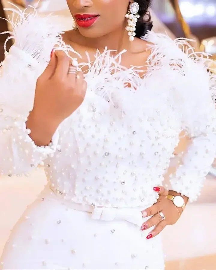 Beaded Sheath Sexy Dress Women Sexy Slash Collar Bodycon Midi Dress Solid High Waist Trend Off Shoulder Sheath Party Dresses - Clikcy