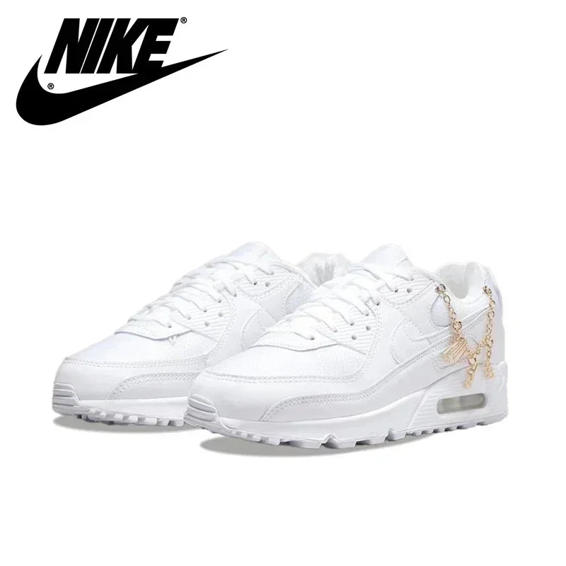 Nike Air Max 90 Men's and Women's Running Shoes Breathable Retro Waffle Shoes Forrest Gump Shoes Black and White Gray/white Hook