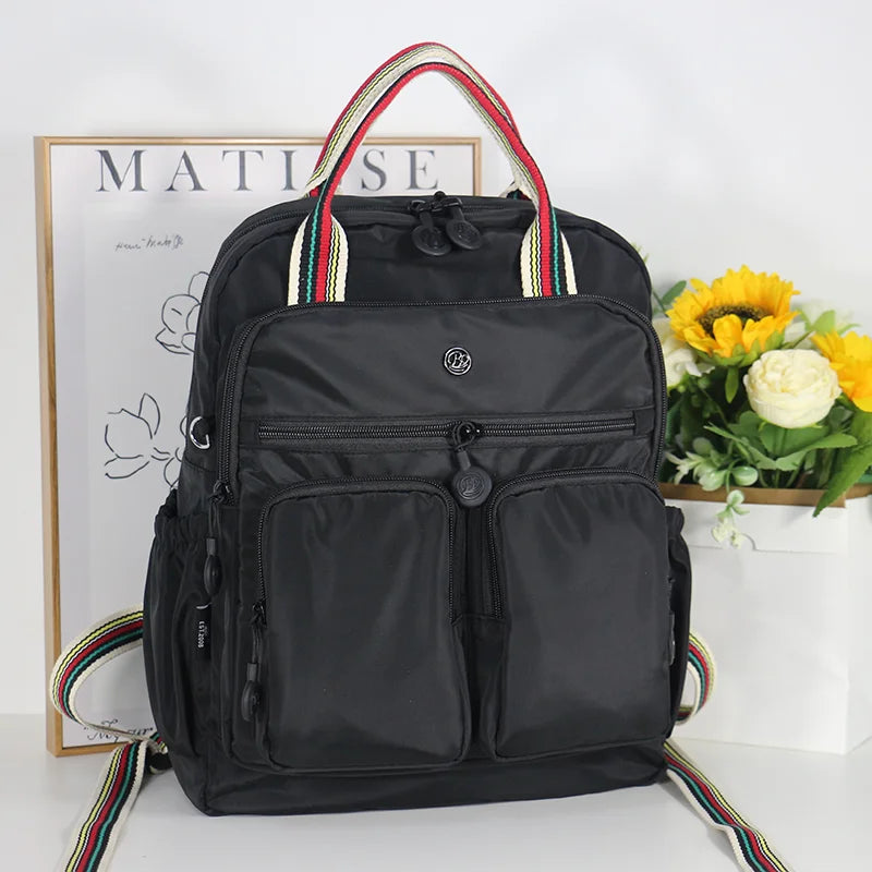 Multi-pocket Nylon School Backpack Casual Women's Backpack Lightweight Large Capacity School Bag Large Capacity Travel Backpack
