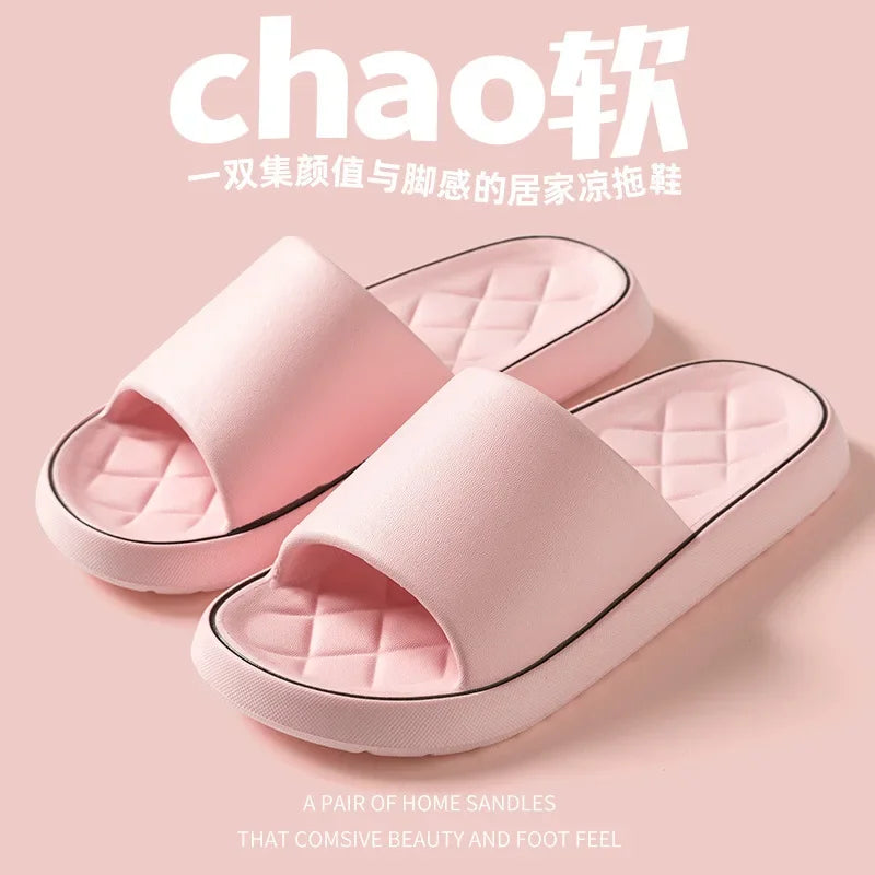 Plus Size 47 48 49 Super Light Soft Men Slippers Simple Couple's Slides EVA Elastic Shoes Colorful Indoor Bathroom Slippers - Clikcy