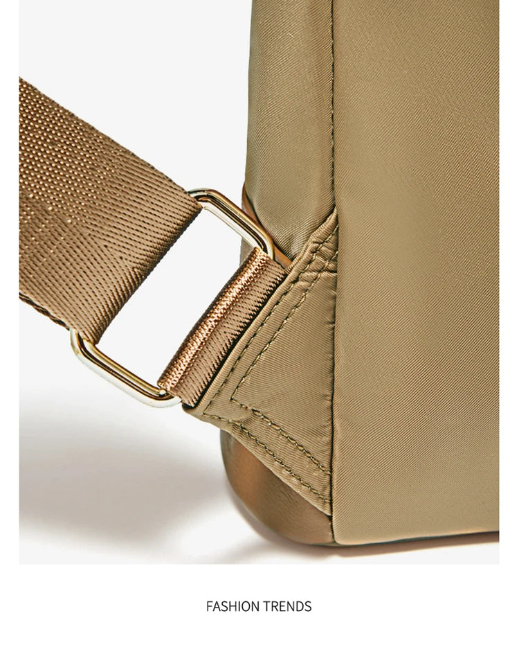 Marino Orlan Cow Leather Backpack for Women 2025 New Fashion Spring&Summer Waterproof Nylon Cloth Travel Student School Bag - Clikcy