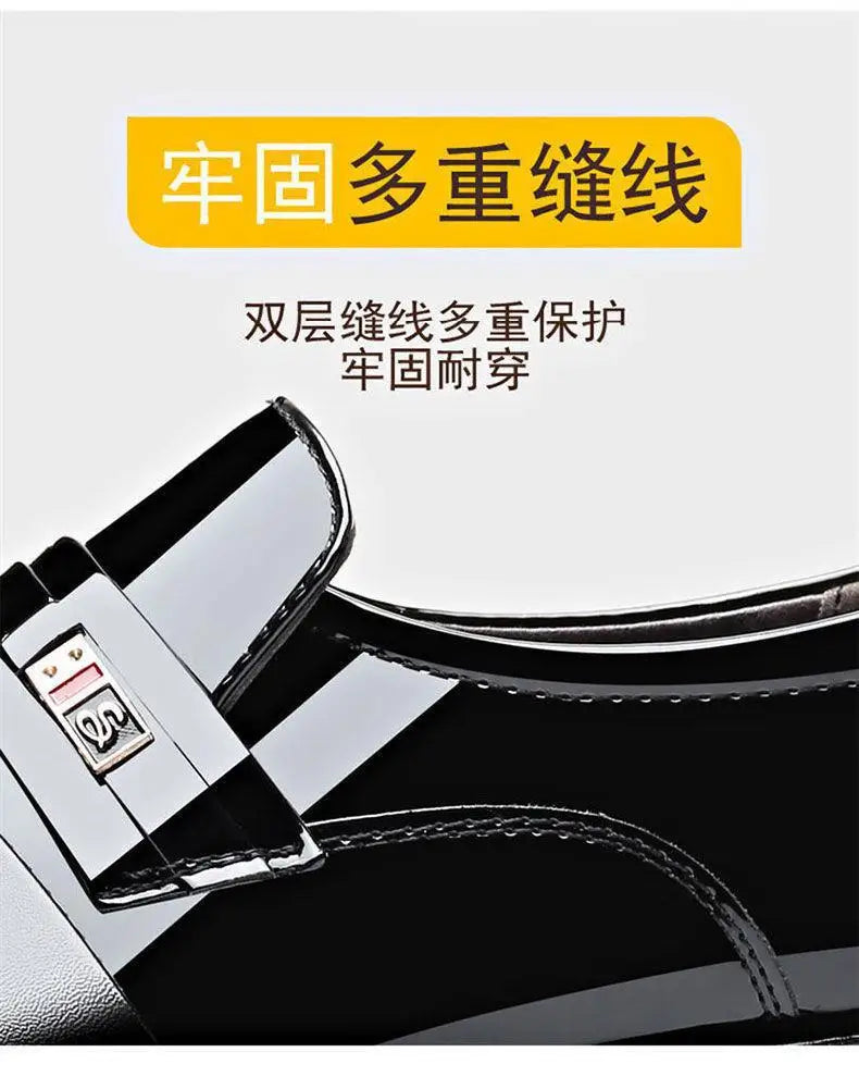 Fashion Black PU Leather Shoes Slip on Formal Men Shoes Plus Size Point Toe Wedding Shoes for Male Elegant Business Casual Shoes