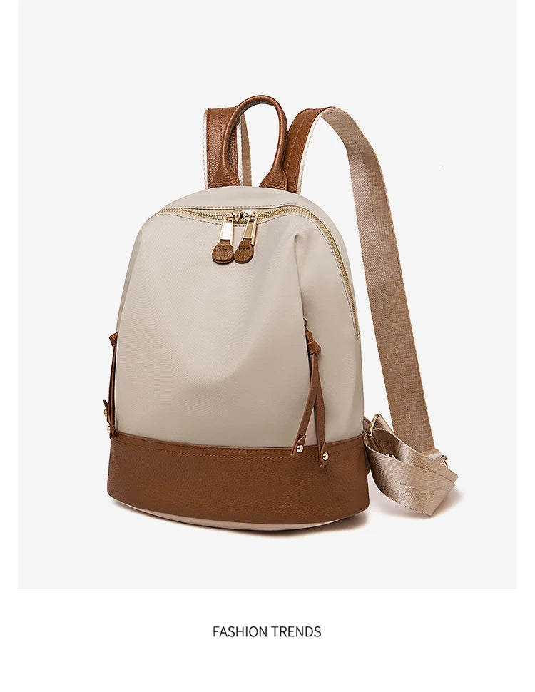 Marino Orlan Cow Leather Backpack for Women 2025 New Fashion Spring&Summer Waterproof Nylon Cloth Travel Student School Bag - Clikcy