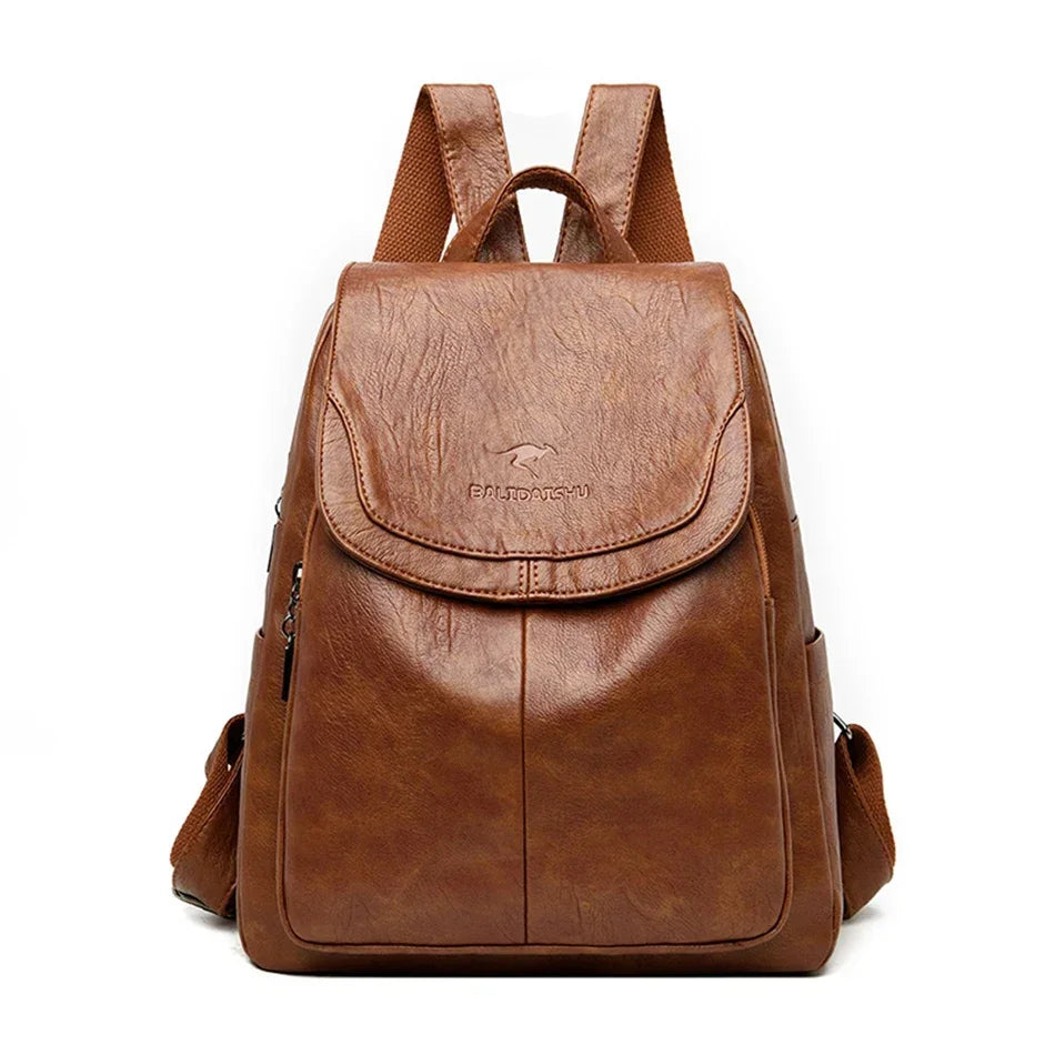 Genuine Women Leather Backpack Fashion Female Shoulder Bag Sac a Dos Ladies Bagpack Mochilas School Bags For Teenage Girls 2024