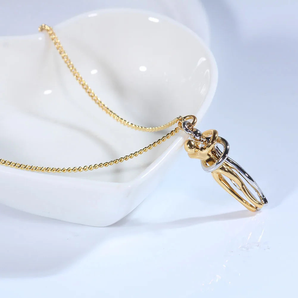 Fashion Hugging Necklace Jewelry Choker Hug Pendant Chain Men Necklaces For Lover Women Couple Men Lady Female Male Gift - Clikcy