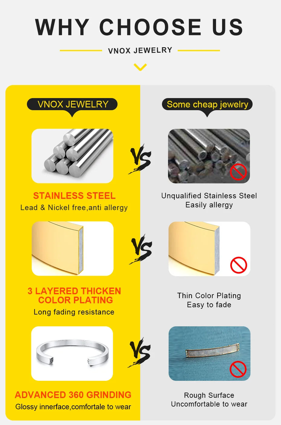 Vnox Cross Necklace for Men Women, Silver Color Plain Cross Pendant Collar with Stainless Steel Box Chain - Clikcy