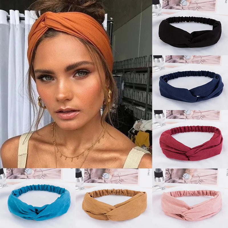 2024 New Design Fashion Women Summer Style Headbands Bohemian Girl Cross Turban Bandage Bandanas Hairbands Hair Accessories - Clikcy