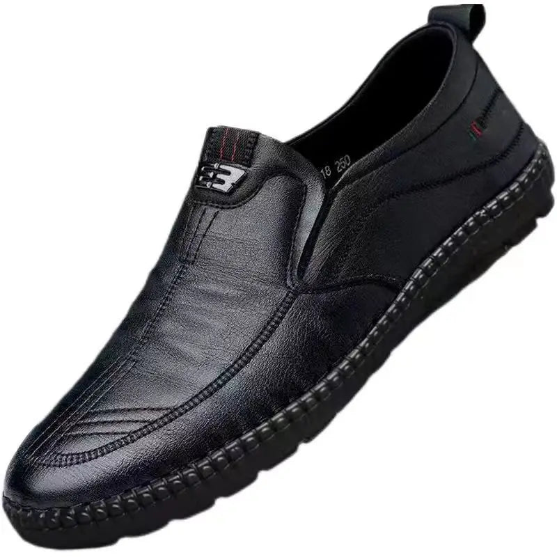 Mens Leather Loafers Non Slip Walking Flats Breathable Outdoor Slip on Casual Shoes for Male Work Office Driving Sneakers2 - Clikcy