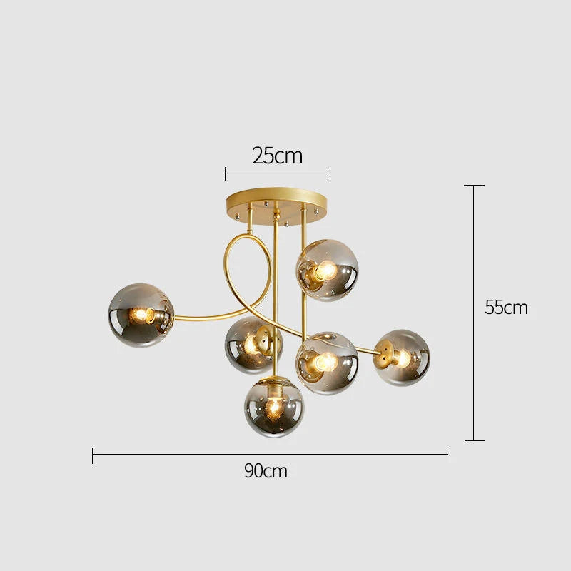 JUNYU Nordic Modern Chandelier Magic Bean Glass Ceiling LED Gold/Black Luxury Pendant Light for Living Room Bedroom Home Decor - Clikcy
