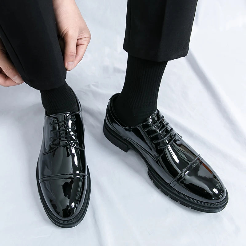 Classic Green Style Casual Derby Formal Shoes Career Office Leather Shoes Pointy Toe Handmade Business Wedding Dress Shoes Men - Clikcy