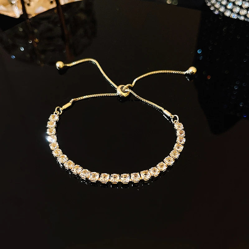 New Fully Inlaid Rhinestone Adjustable Gold Plated Shiny Women's Bracelet Fashion Droplet Shape Zircon Bracelet Jewelry Gift