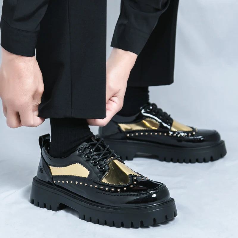 Men Casual Office Business Formal Oxford Thick Bottom Dress Shoes Men Gentleman Outdoor Patent Leather Wedding Shoes Fashion - Clikcy