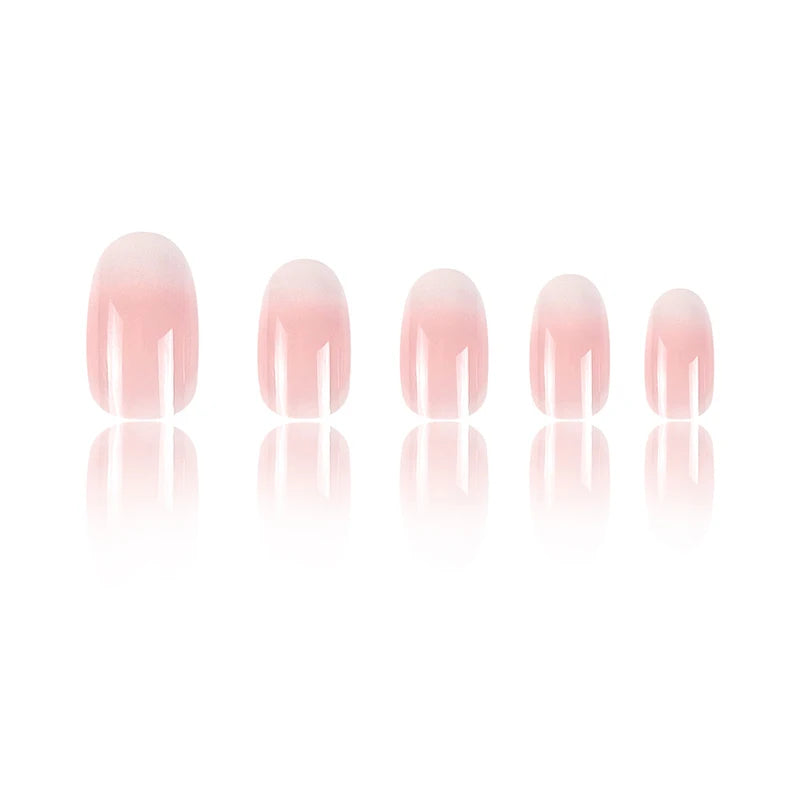 24Pcs Oval Short Pink Press on Nails Simple Ombre Spring False Nail for Sweet Sassy Cool Women&Girl Removable Wearable Nail Art - Clikcy