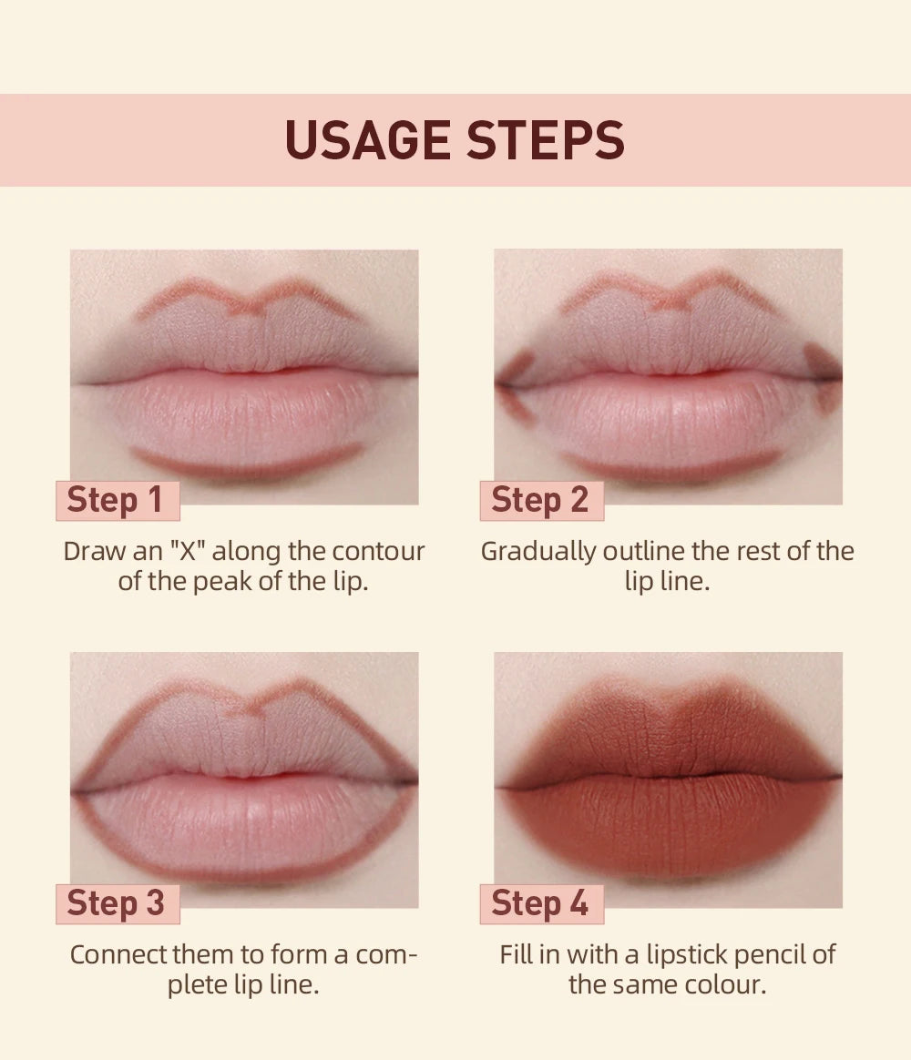 2023 New Matte Nude Lipstick Pen Long Lasting Lipliner Lip Pencil Waterproof Lip Liner Contour Sexy Red Lip Makeup Set For Women - Clikcy