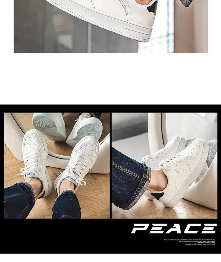 **2025 New White Shoes for Men's Spring Youth Casual Versatile Men's Shoes for Students Pure White Sports Board Shoes - Clikcy