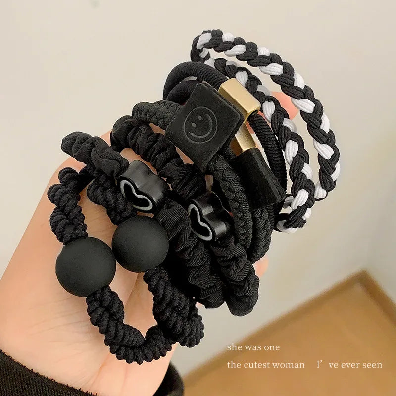 5/10pcs/Set Elegant Heart Ball Elastic Hair Bands For Women Ponytail Hair Tie Scrunchie Rubber Bands Fashion Hair Accessories - Clikcy