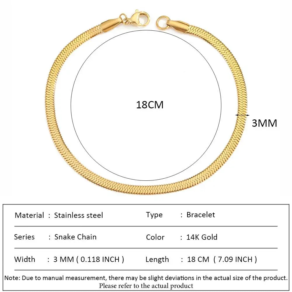 SUNIBI Classic Snake Chain Bracelets for Women Trend  Fashion Stainless Steel Cuban Chain Bracelet Trendy Woman Gifts Jewelry