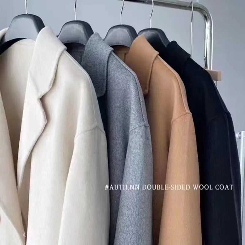 2025 Autumn Women Drouble Breasted Woolen Coat Fashion Loose Style Women Winter Clothes Long Coats Tops New - Clikcy