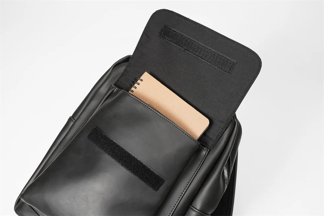 Retro Fashion Laptop Backpack Men Korean Style Flap Men's Backpacks High Quality PU Leather Travel Back Bag Student Schoolbags - Clikcy