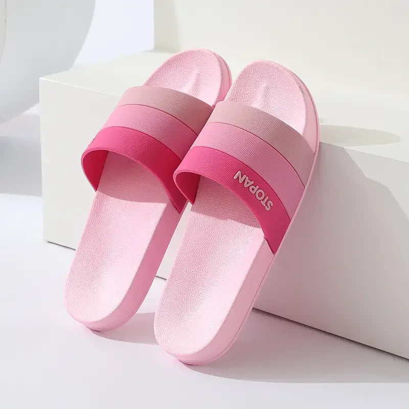 Striped Non Slip Quick-drying Slippers Soft Sole for Men Women Comfortable Shoes Indoor Outdoor Beach Shower Bathroom Slippers - Clikcy