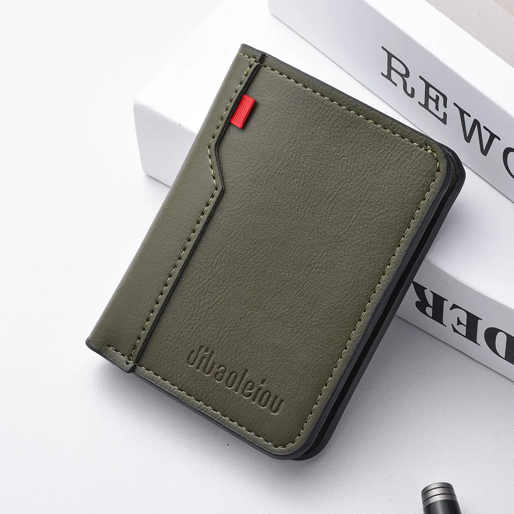 1Pc New Ultra-thin Mini Soft PU Leather Credit Card Wallet Holder Short Vertical High Quality Men's Wallet - Clikcy