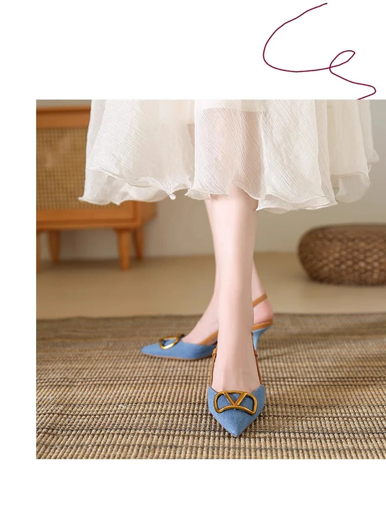 Fashion Slingback Black Comfortable Women Summer Pumps Shoes Outside Very High Heel Sandals 2025 Trend for Wedding Party Dress - Clikcy