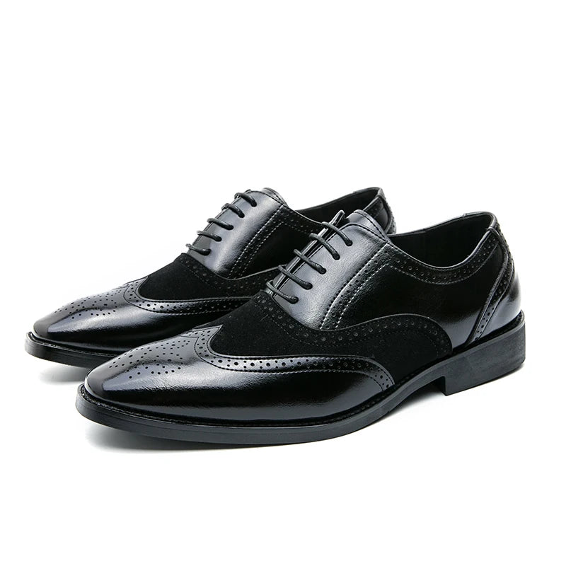 Men Genuine Cow Leather Brogue Wedding Business Mens Casual Flats Shoes Luxury Brand Oxford Shoes for Men's Shoes Platform Shoes