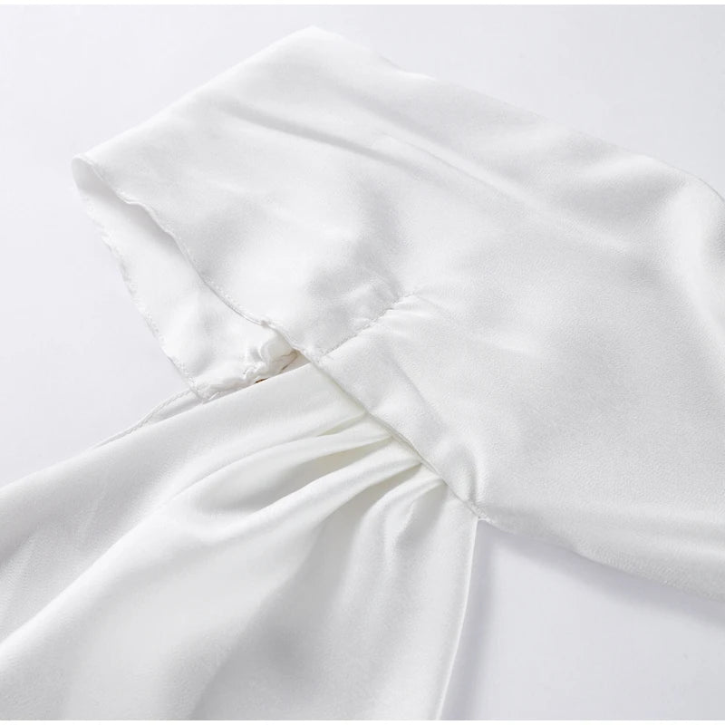 Sexy Satin Ribbon Party Dress Women Elegant Halter Backless Off Shoulder Sleeveless Female Dresses 2024 Summer Solid Robe Gown - Clikcy