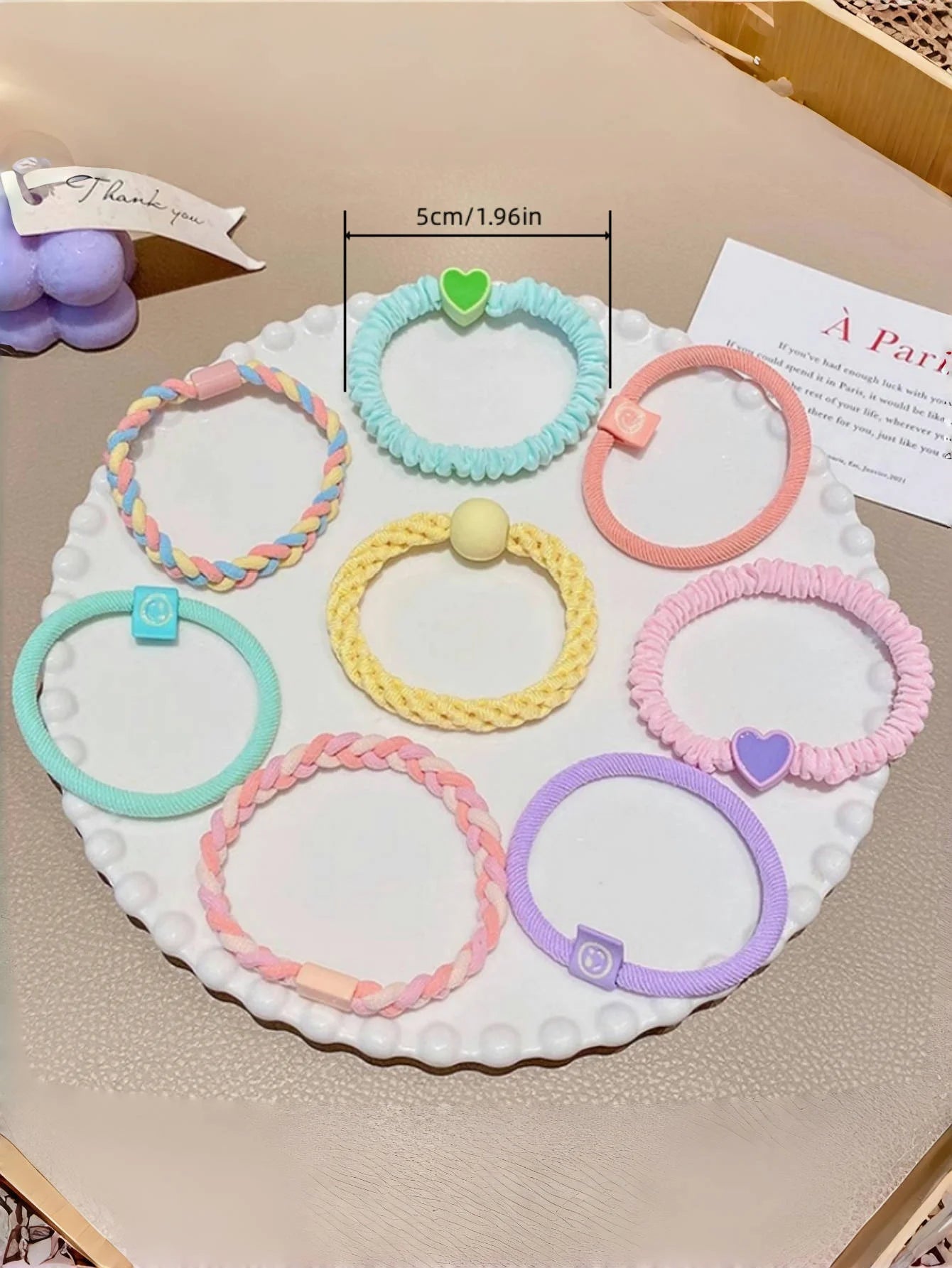 5PCS/ set of girls' Macaron color hair band suitable for bun head ponytail colored rubber band girls hair tie - Clikcy
