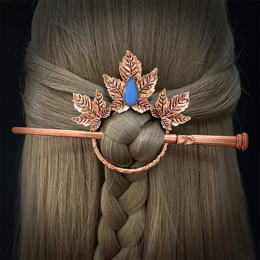 New Gothic Retro Cow Skull Skeleton Moonstone Hair Clips Hairpins for Women Fashion Deer Horn Hair Stick Hair Styling Tools - Clikcy