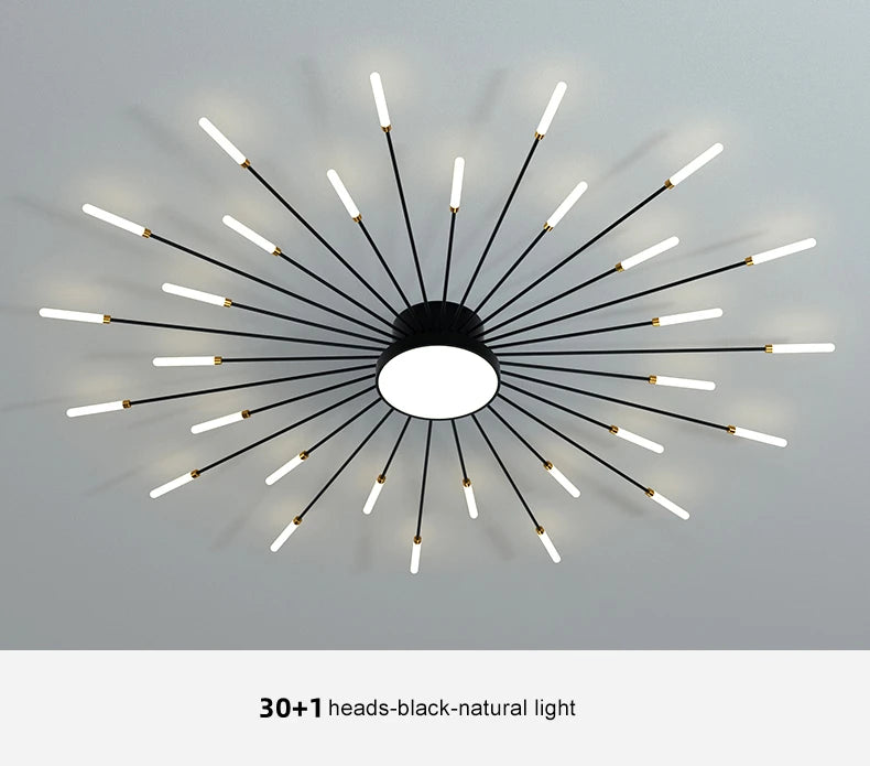 Led Firework Chandelier Dimmable For Living Room Bedroom Milk Yellow Ceiling Chandelier Dining Room LED Ceiling Lamp With Remote