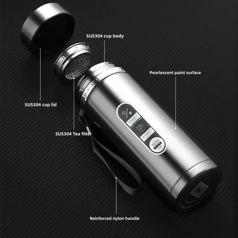 500ML-1Liter Stainless Steel Thermos Bottle with LED Temperature Display Sus304 Tea Water Bottle Vacuum Flask Portable Cups - Clikcy