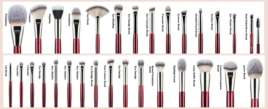 BEILI Professional Makeup Brushes 9/15/30Pcs for Foundation Contour Eyeshadow Blending Synthetic Hair Cosmetics Brush Set - Clikcy