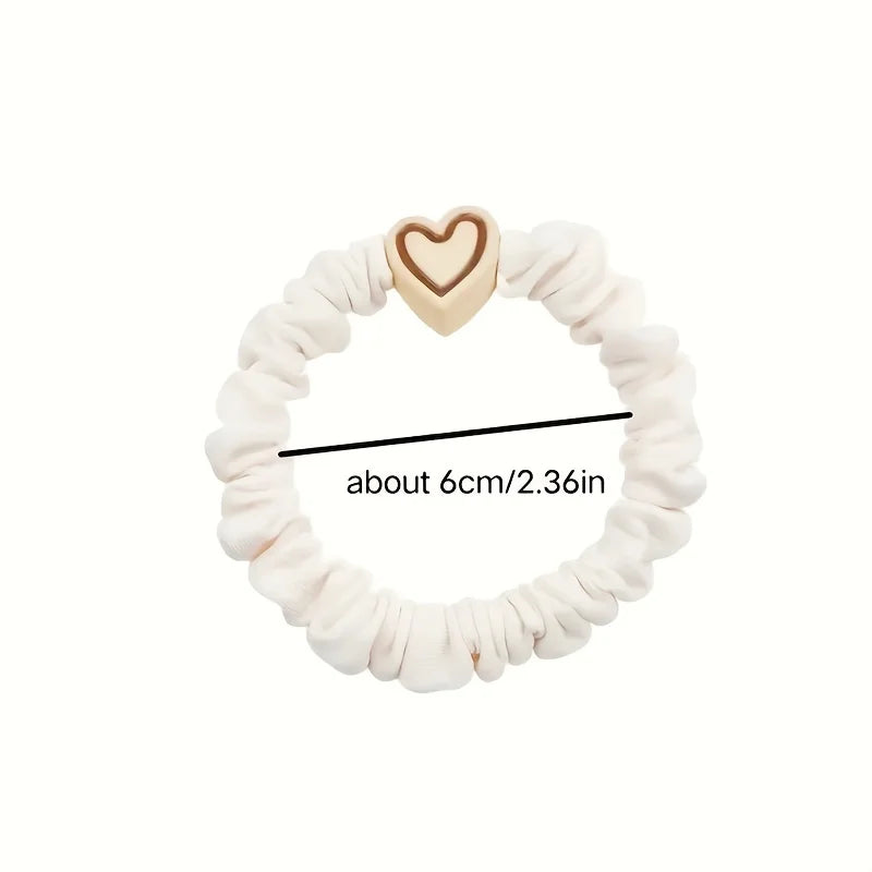 10PCS New Coffee Color Love Pendent Hair Tie, Girl Cute Bowknot Hair Tie Elastic Rubber Hair Bands Hair Accessories For Women - Clikcy