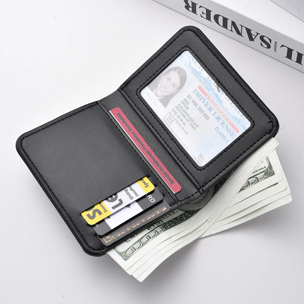 1Pc New Ultra-thin Mini Soft PU Leather Credit Card Wallet Holder Short Vertical High Quality Men's Wallet - Clikcy