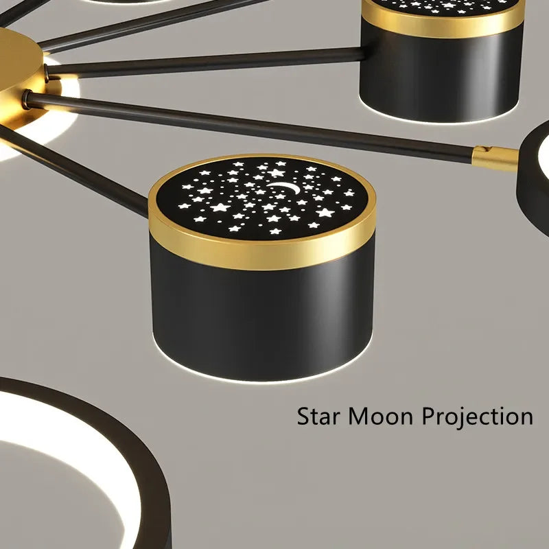 2025 New Chandeliers Romantic Starry Modern Ceiling Light Fixture 6 Lights White Creative Home Stepless Dimmable  Ceiling Lamp - Clikcy