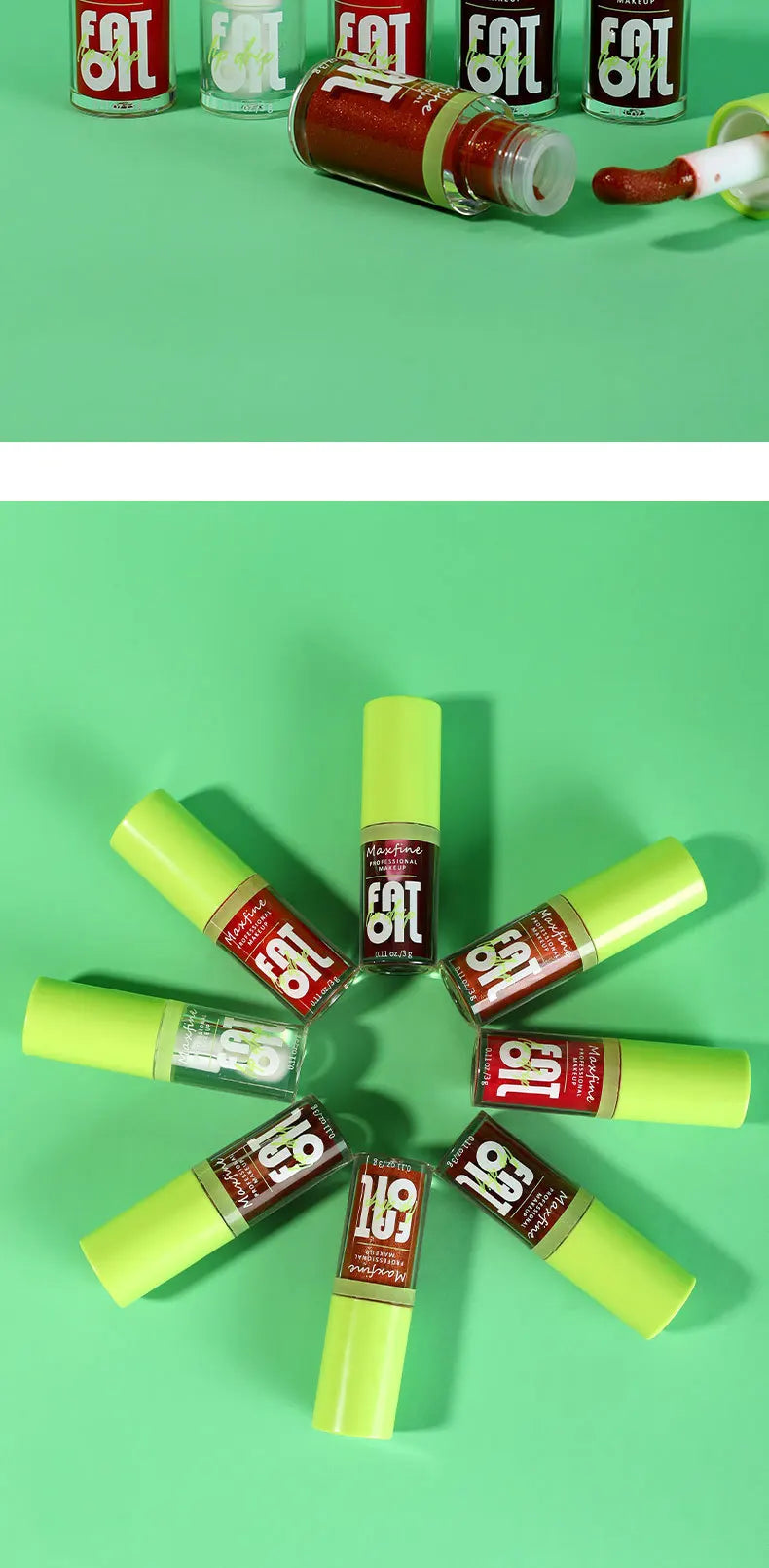 Lip Gloss Waterproof Long-term Moisturizing Non-stick Cup Non-fading Liquid Green Packaging Lip Gloss Cosmetics - Clikcy