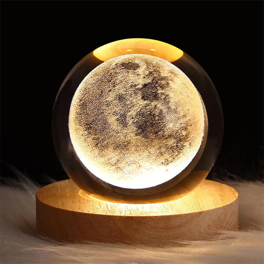Unique 3D Crystal Ball Lamp with Galaxy and Planetary Projections USB Night Light for Cozy Atmosphere plasma ball - Clikcy