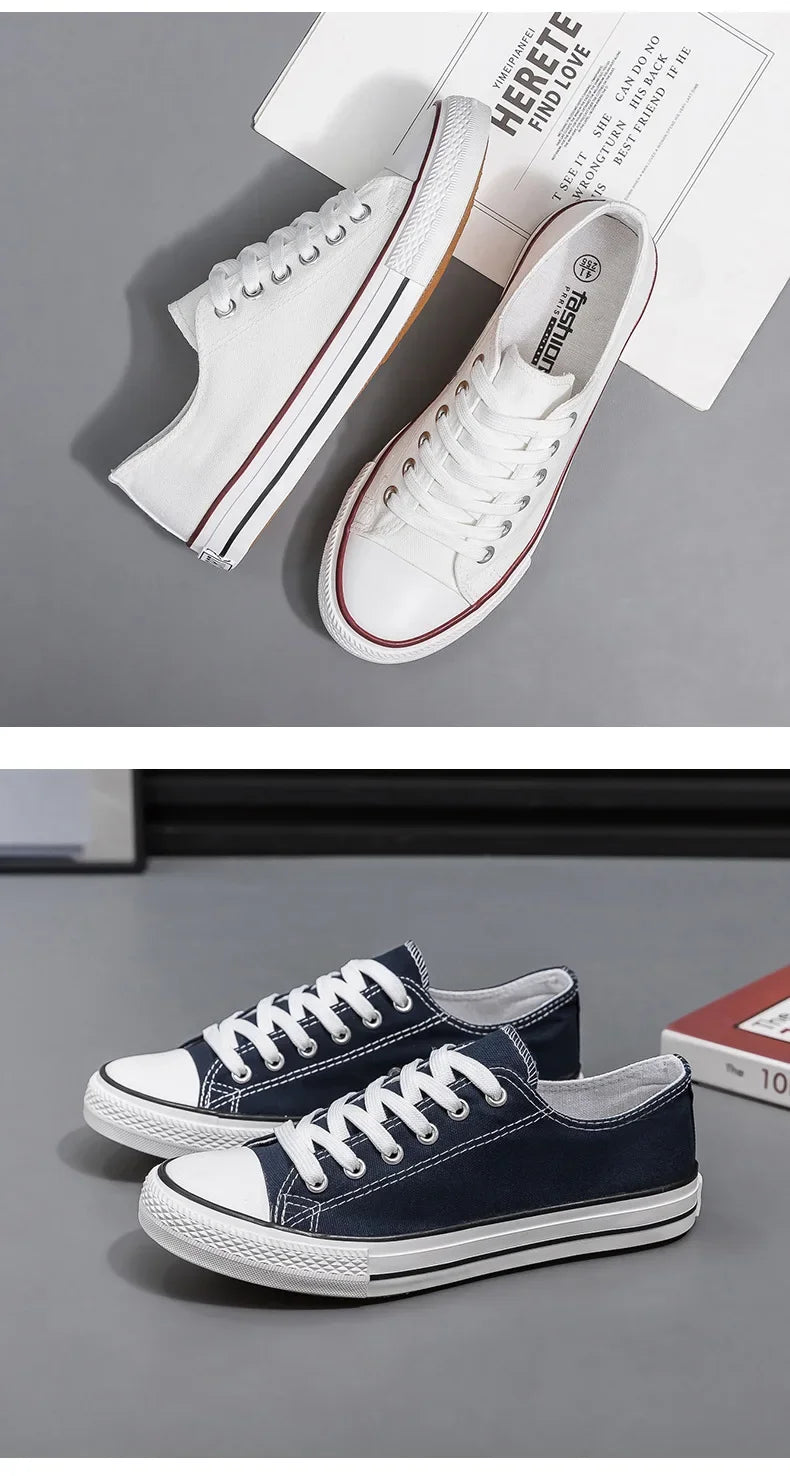 Men's All-Black Low-Top Canvas Shoes Spring Casual Sports Flat Bottom Couple's Sulfurization Flats Unisex Slip-On Sneakers