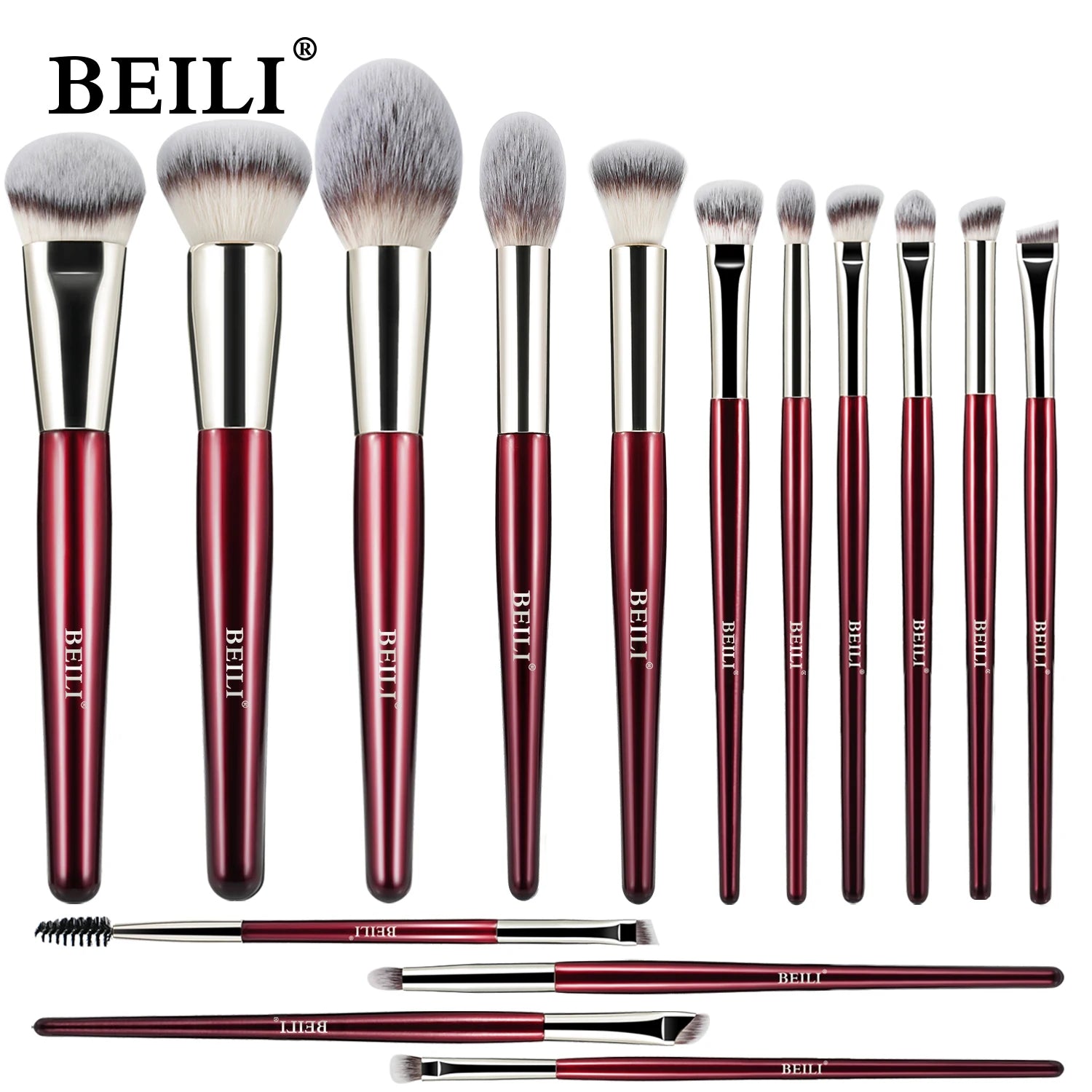 BEILI Professional Makeup Brushes 9/15/30Pcs for Foundation Contour Eyeshadow Blending Synthetic Hair Cosmetics Brush Set - Clikcy