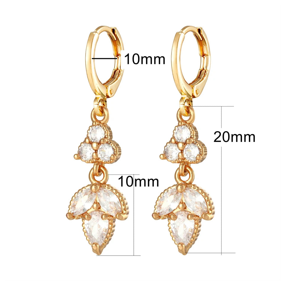 Dainty Micro Inlaid Zircon Golden Drop Earrings 10mm Hoop Dangle Crystal Pendant Elegant Women Jewelry Luxury Accessories Gifts - Clikcy
