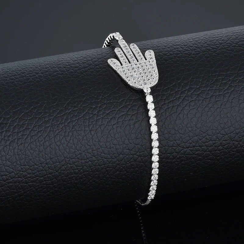 Luxury New Trendy Gold Color AAA Zircon Rhinestone Bracelet Chain Charm Valentine's Day Jewelry Gifts For Women Lovers - Clikcy