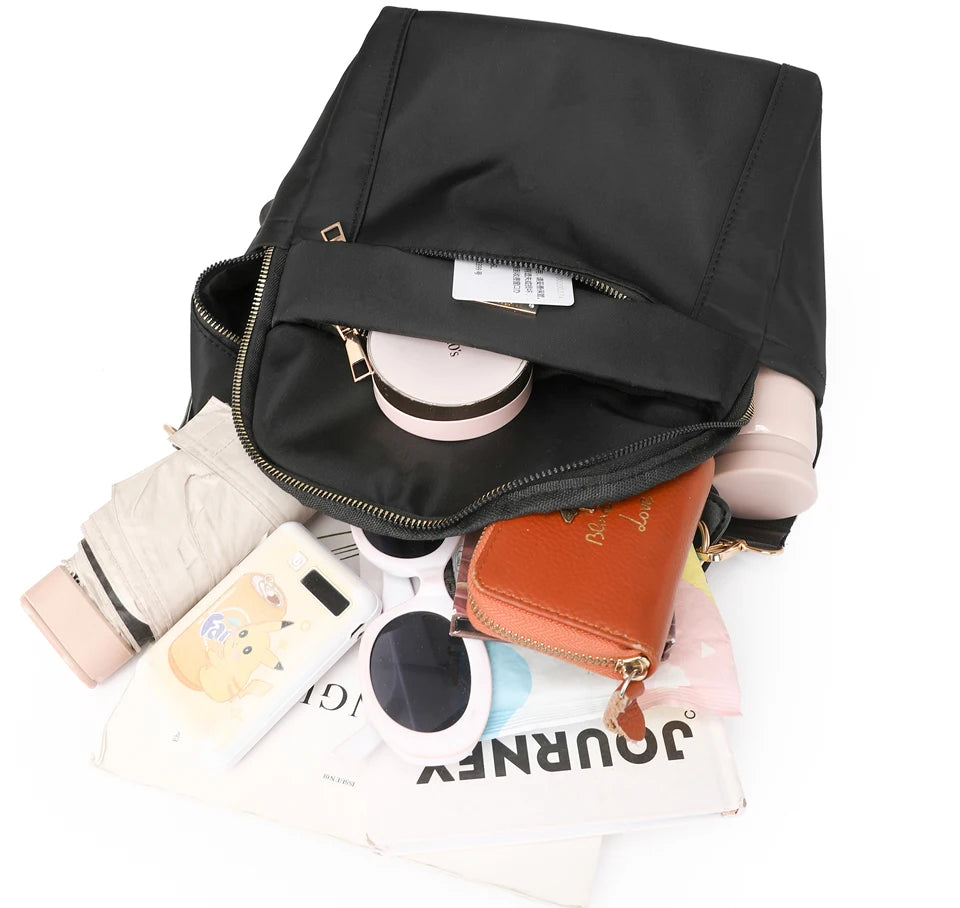 Simple Modern Backpack Women Waterproof Nylon Daypack Large Capacity School Bag Student Lightweight Back Pack Ladies Travel Bags - Clikcy