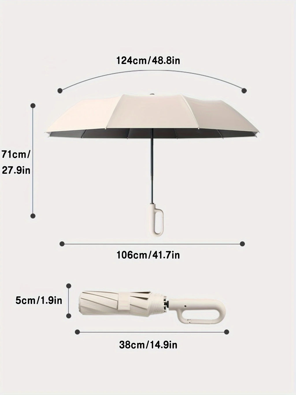 30 Bones Windproof Strong 105CM Reinforced Automatic Folding Umbrella for Men, Large Buckle Handle Wind and Water Resistant - Clikcy