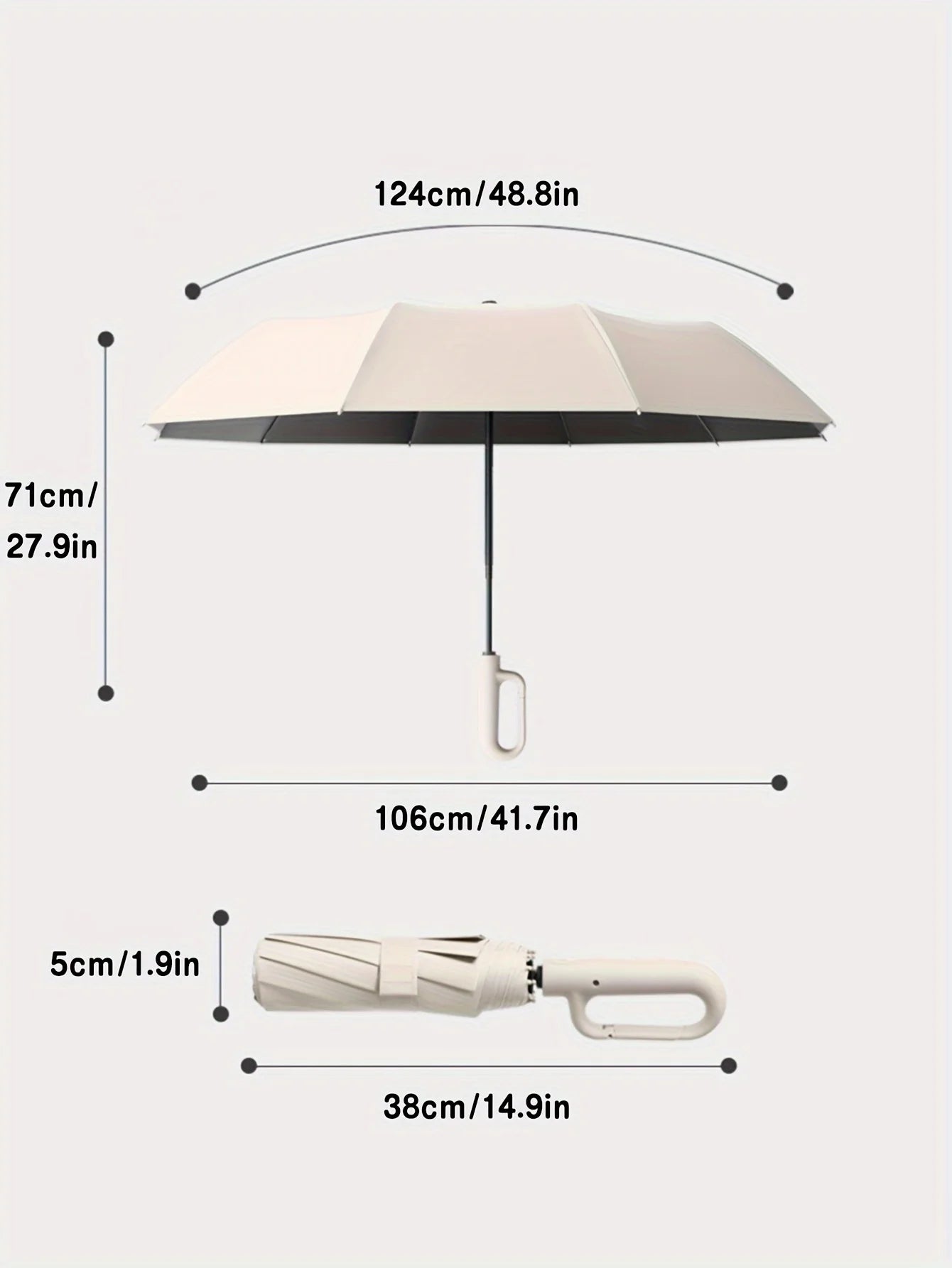30 Bones Windproof Strong 105CM Reinforced Automatic Folding Umbrella for Men, Large Buckle Handle Wind and Water Resistant - Clikcy